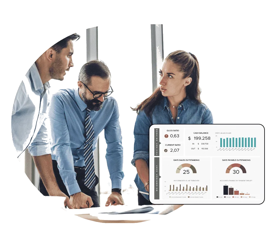 Working capital dashboard built by a virtual CFO